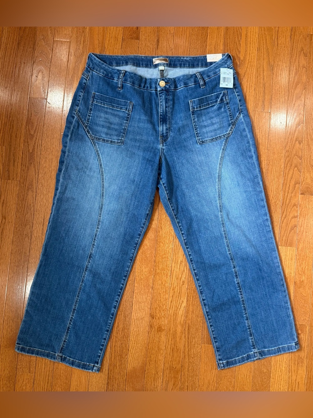 KUT From The Kloth Womens Plus 18W Charlotte Wide Leg Cropped Jeans Front Seam